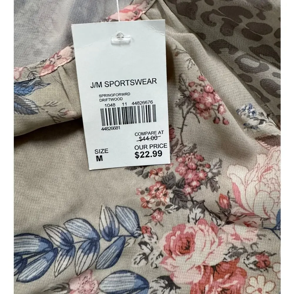 Cato est 1946 NEW NWT Medium Blouse Beige Gray Floral